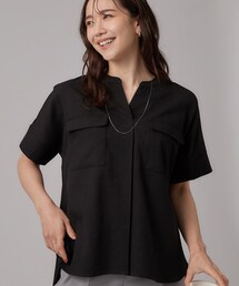 通勤 Vネック」に該当するシャツ/ブラウス（ブラック/黒色系