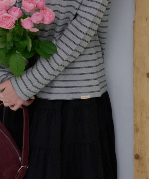GIUNON(ジウノン)の「2way border lace tops / 2wayボーダーレーストップス(Tシャツ/カットソー・レディース・ネイビー/ブルー/グレー/ブラウン・FREE)」の21枚目の写真