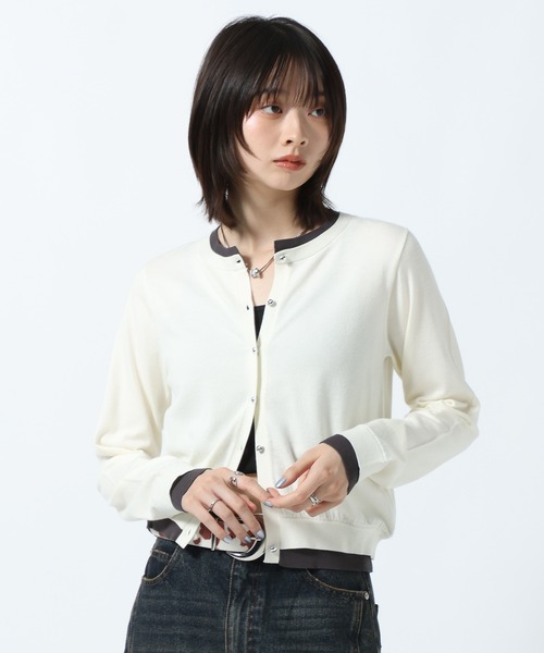 PAGEBOY(ページボーイ)の「レイヤードライクカーディガン【マシンウォッシャブル】(カーディガン/ボレロ・レディース・ブラウン/ブラック/オフホワイト・FREE)」の2枚目の写真