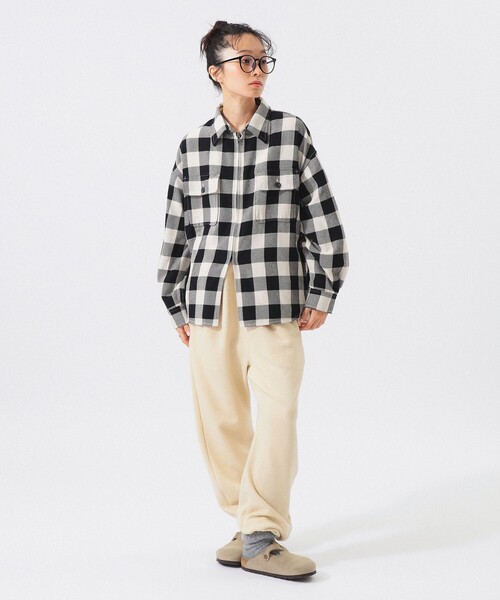 BEAMS BOY(ビームスボーイ)の「チェック ビッグ シャツ ブルゾン(ブルゾン・レディース・オフホワイト/オレンジ・2/1/0)」の14枚目の写真
