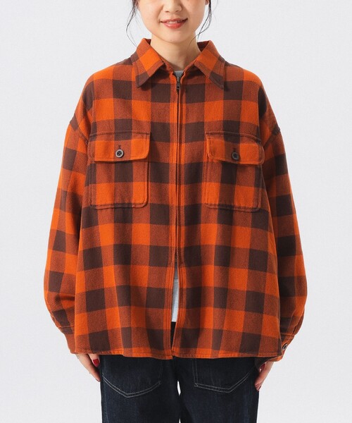 BEAMS BOY(ビームスボーイ)の「チェック ビッグ シャツ ブルゾン(ブルゾン・レディース・オフホワイト/オレンジ・2/1/0)」の3枚目の写真