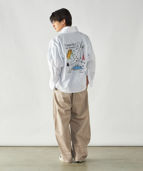 Purple&Yellow(パープルアンドイエロー)の「スーベニア刺繍シャツ(シャツ/ブラウス・メンズ・ネイビー/ホワイト・L/M)」の5枚目の写真