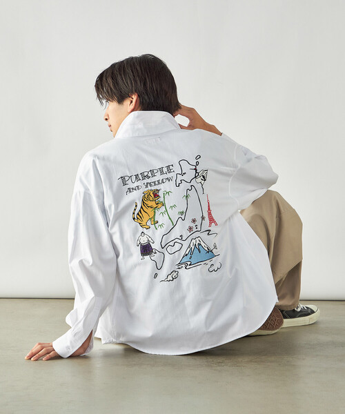 Purple&Yellow(パープルアンドイエロー)の「スーベニア刺繍シャツ(シャツ/ブラウス・メンズ・ネイビー/ホワイト・L/M)」の11枚目の写真