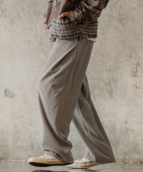 CAMBIO(カンビオ)の「mp15304-Brushed Flannel Wide Straight Pants イージーパンツ(A75726cmb)(その他パンツ・メンズ・ブラック/グレー/チャコール・S/M/L)」の1枚目の写真