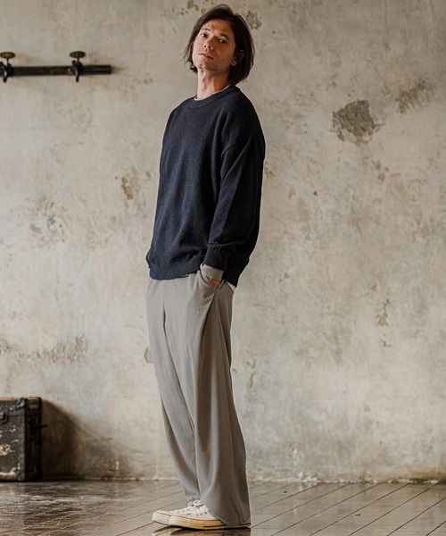 CAMBIO(カンビオ)の「mp15304-Brushed Flannel Wide Straight Pants イージーパンツ(A75726cmb)(その他パンツ・メンズ・ブラック/グレー/チャコール・S/M/L)」の9枚目の写真