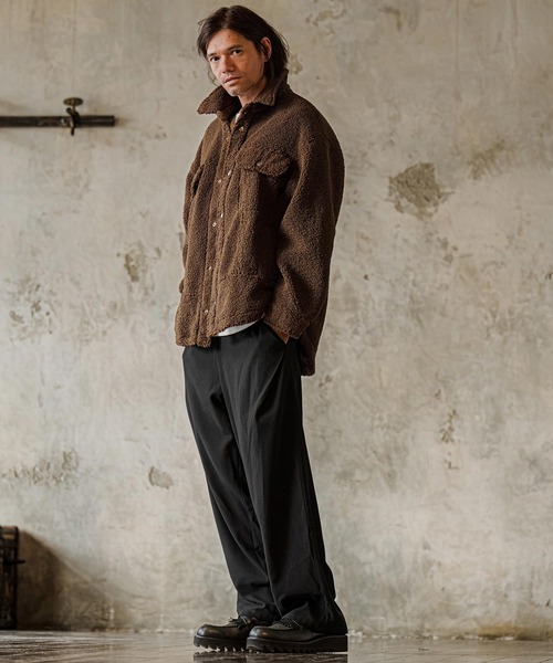 CAMBIO(カンビオ)の「mp15304-Brushed Flannel Wide Straight Pants イージーパンツ(A75726cmb)(その他パンツ・メンズ・ブラック/グレー/チャコール・S/M/L)」の13枚目の写真