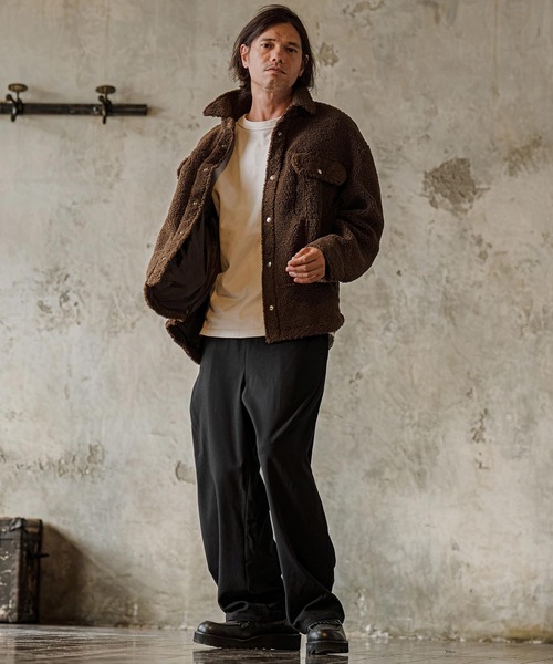 CAMBIO(カンビオ)の「mp15304-Brushed Flannel Wide Straight Pants イージーパンツ(A75726cmb)(その他パンツ・メンズ・ブラック/グレー/チャコール・S/M/L)」の14枚目の写真