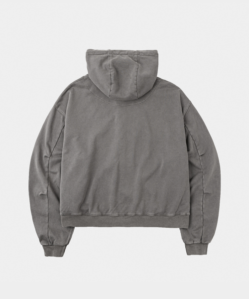 LETTERCOMO（レテルコモ）の「フェイデッドクロップフードブルゾンストーングレー（パーカー・レディース・チャコールグレー・MEDIUM/LARGE/X-LARGE）」の2枚目の写真