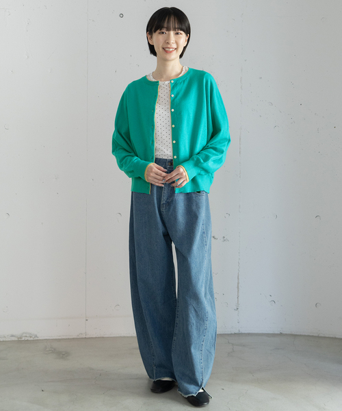 POU DOU DOU(プードゥドゥ)の「ドットプリントシアートップス(Tシャツ/カットソー・レディース・オフホワイト/グレー・3)」の6枚目の写真