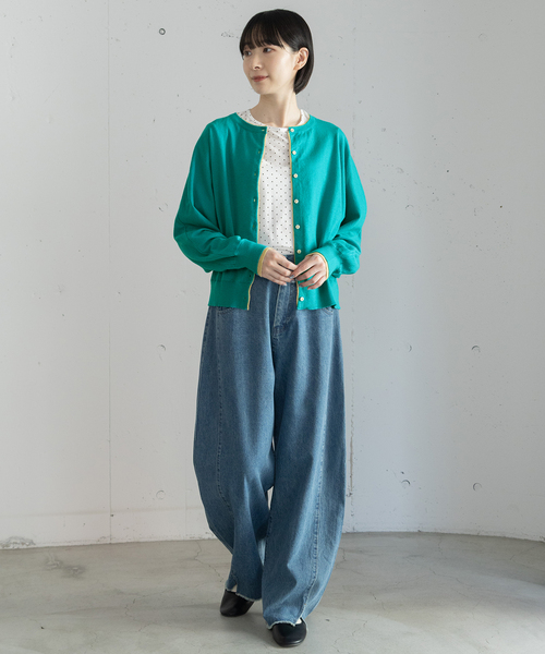 POU DOU DOU(プードゥドゥ)の「ドットプリントシアートップス(Tシャツ/カットソー・レディース・オフホワイト/グレー・3)」の7枚目の写真