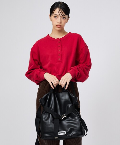 OUTDOOR PRODUCTS(アウトドアプロダクツ)の「【OUTDOOR PRODUCTS / アウトドアプロダクツ】2WAY巾着ベルトフェイクレザートートバッグM/フェイクレザー/トートバッグ(トートバッグ・レディース・ブラック/カーキ・フリー)」の3枚目の写真