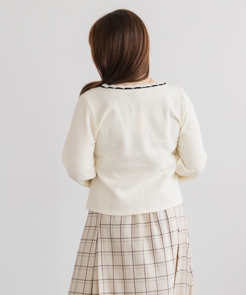 CLETTE(クレット)の「ベロアリボン&ハシゴレースカーディガン(カーディガン/ボレロ・レディース・ライトグレー/ブラック/アイボリー・LL/3L/4L)」の5枚目の写真