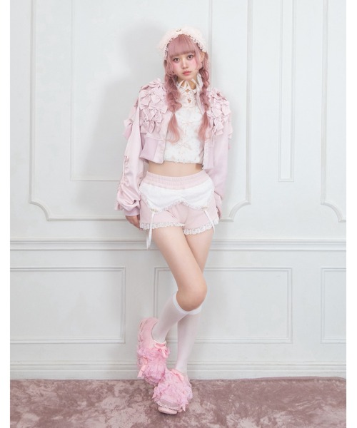 Fiorforte(フィオルフォルテ)の「many ribbon satin blouson(ブルゾン・レディース・ブラック/ピンク・FREE)」の7枚目の写真