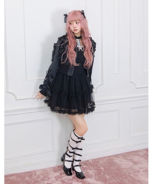 Fiorforte(フィオルフォルテ)の「many ribbon satin blouson(ブルゾン・レディース・ブラック/ピンク・FREE)」の15枚目の写真