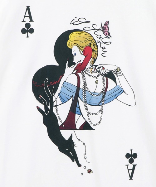 iS ScoLar（イズスカラー）の「563204：エース柄 袖シアー素材切替プルオーバー（Tシャツ/カットソー・レディース・オフホワイト/ブラック・M）」の6枚目の写真
