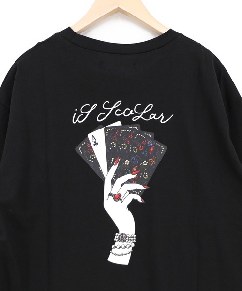 iS ScoLar（イズスカラー）の「563204：エース柄 袖シアー素材切替プルオーバー（Tシャツ/カットソー・レディース・オフホワイト/ブラック・M）」の5枚目の写真