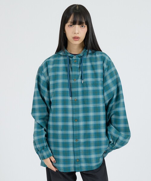 NANGA(ナンガ)の「【NANGA / ナンガ】GRID TARTAN FIELD HOOD SHIRT / タータンチェック フィールド フードシャツ / N2620-1I058A(シャツ/ブラウス・メンズ・グリーン・M/L)」の6枚目の写真