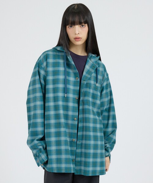 NANGA(ナンガ)の「【NANGA / ナンガ】GRID TARTAN FIELD HOOD SHIRT / タータンチェック フィールド フードシャツ / N2620-1I058A(シャツ/ブラウス・メンズ・グリーン・M/L)」の3枚目の写真