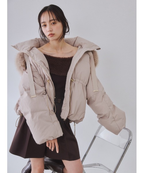 FRAY I.D(フレイアイディー)の「【撥水】2wayファーフードショートダウンコート(ダウンジャケット/コート・レディース・ホワイト/ライトブルー/ベージュ/ブラック・0/1)」の15枚目の写真