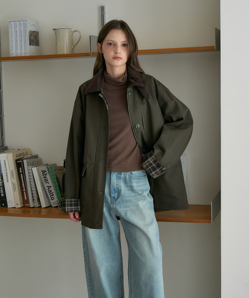 DEHEVE（デヘヴェ）の「Check Sleeve Work Jacket [Khaki]（その他アウター・レディース・カーキ・OS）」の3枚目の写真