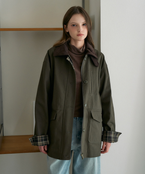 DEHEVE（デヘヴェ）の「Check Sleeve Work Jacket [Khaki]（その他アウター・レディース・カーキ・OS）」の5枚目の写真