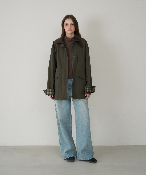 DEHEVE（デヘヴェ）の「Check Sleeve Work Jacket [Khaki]（その他アウター・レディース・カーキ・OS）」の9枚目の写真