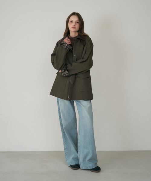 DEHEVE（デヘヴェ）の「Check Sleeve Work Jacket [Khaki]（その他アウター・レディース・カーキ・OS）」の12枚目の写真