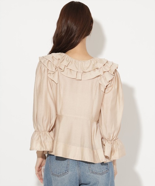 AND COUTURE(アンドクチュール)の「ラッフルフリルブラウス(シャツ/ブラウス・レディース・ベージュ/ブラック/オフホワイト・FREE)」の17枚目の写真