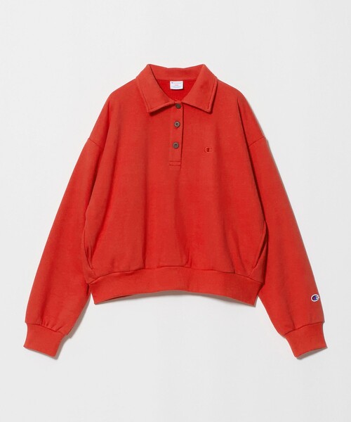Champion(チャンピオン)の「【別注】<Champion> CVC ヘンリーボタン スウェット プルオーバー(スウェット・レディース・ナチュラル/レッド/ブラック・FREE)」の3枚目の写真
