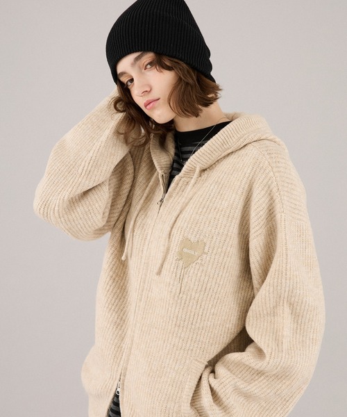 MELTING HEART RIB KNIT HOODIE / メルティングハートリブニット
