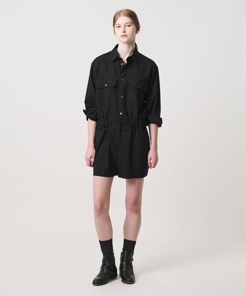 LOEFF(ロエフ)の「<LOEFF>ショート オールインワン(つなぎ/オールインワン・レディース・ブラック/ダークグレー・1/0)」の1枚目の写真