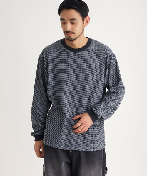 BACK NUMBER(バックナンバー)の「ワッフルクルーロンT(Tシャツ/カットソー・メンズ・ネイビー/カーキ/ブラック・05/04/06)」の1枚目の写真
