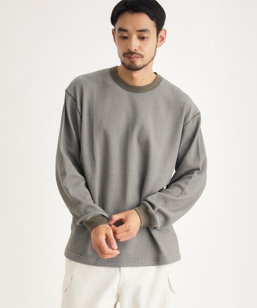 BACK NUMBER(バックナンバー)の「ワッフルクルーロンT(Tシャツ/カットソー・メンズ・ネイビー/カーキ/ブラック・05/04/06)」の3枚目の写真