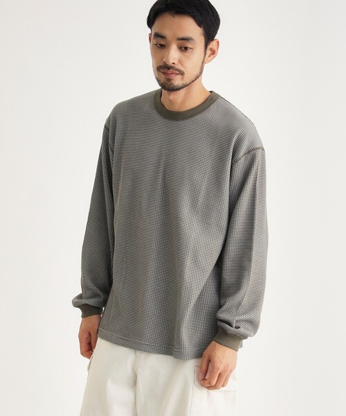 BACK NUMBER(バックナンバー)の「ワッフルクルーロンT(Tシャツ/カットソー・メンズ・ネイビー/カーキ/ブラック・05/04/06)」の4枚目の写真
