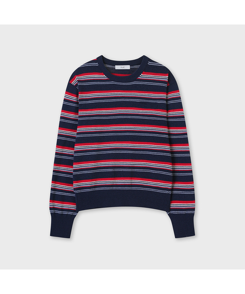 PLAC WOMEN(プレイス・ウィメン)の「シェニールストライププルオーバー ネイビー(ニット/セーター・レディース・ネイビー・SMALL/MEDIUM)」の1枚目の写真