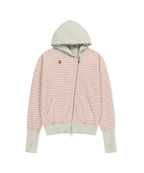 THEMUSEUMVISITOR(ザミュージアムビジター)の「STRIPE UNBALANCED ZIPUP HOODIE (PINK)(パーカー・レディース・その他・FREE)」の4枚目の写真