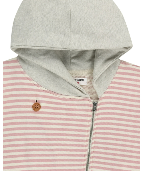 THEMUSEUMVISITOR(ザミュージアムビジター)の「STRIPE UNBALANCED ZIPUP HOODIE (PINK)(パーカー・レディース・その他・FREE)」の6枚目の写真