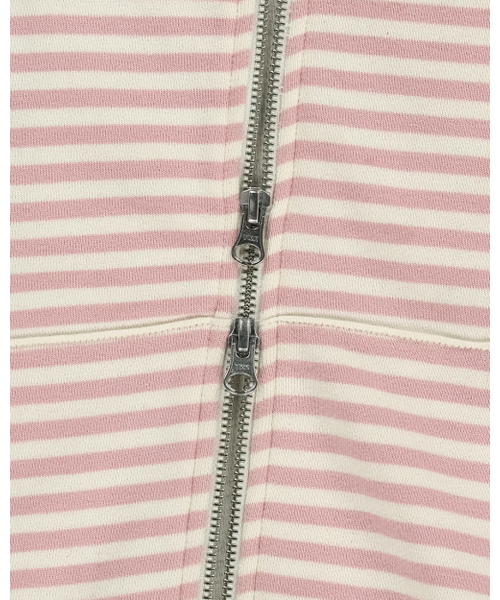 THEMUSEUMVISITOR(ザミュージアムビジター)の「STRIPE UNBALANCED ZIPUP HOODIE (PINK)(パーカー・レディース・その他・FREE)」の8枚目の写真