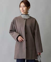 ノーカラーコクーンコート
