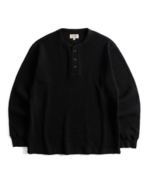 W26 ヘビーワッフル ヘンリーネック長袖Tシャツ(3色)