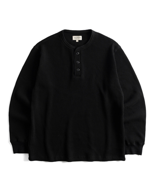 WILD BRICKS(ワイルドブリックス)の「W26 ヘビーワッフル ヘンリーネック長袖Tシャツ(3色)(Tシャツ/カットソー・レディース・ブラック/オリーブ/アイボリー・MEDIUM/LARGE/X-LARGE)」の2枚目の写真