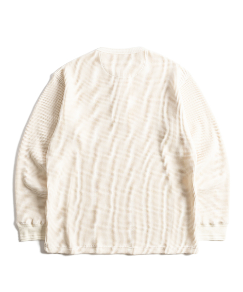 WILD BRICKS(ワイルドブリックス)の「W26 ヘビーワッフル ヘンリーネック長袖Tシャツ(3色)(Tシャツ/カットソー・レディース・ブラック/オリーブ/アイボリー・MEDIUM/LARGE/X-LARGE)」の5枚目の写真