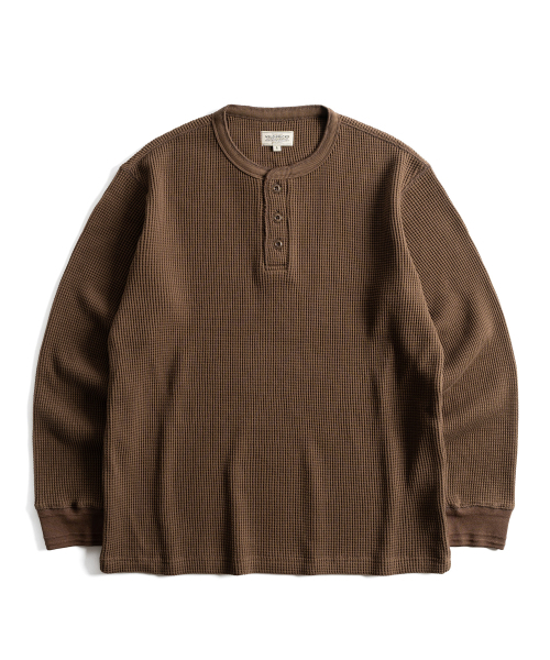WILD BRICKS(ワイルドブリックス)の「W26 ヘビーワッフル ヘンリーネック長袖Tシャツ(3色)(Tシャツ/カットソー・レディース・ブラック/オリーブ/アイボリー・MEDIUM/LARGE/X-LARGE)」の6枚目の写真