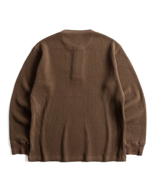 WILD BRICKS(ワイルドブリックス)の「W26 ヘビーワッフル ヘンリーネック長袖Tシャツ(3色)(Tシャツ/カットソー・レディース・ブラック/オリーブ/アイボリー・MEDIUM/LARGE/X-LARGE)」の7枚目の写真