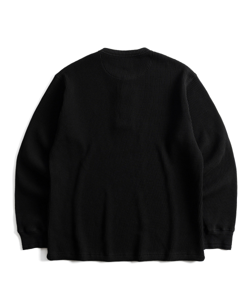 WILD BRICKS(ワイルドブリックス)の「W26 ヘビーワッフル ヘンリーネック長袖Tシャツ(3色)(Tシャツ/カットソー・レディース・ブラック/オリーブ/アイボリー・MEDIUM/LARGE/X-LARGE)」の9枚目の写真