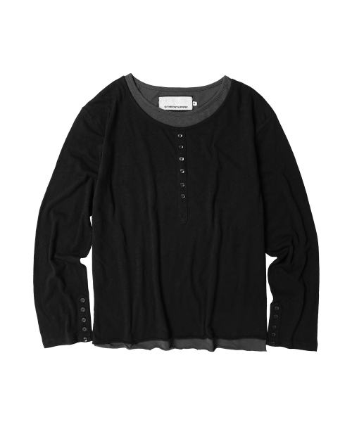 THEVINYLHOUSE(ザバイニルハウス)の「BUTTON LAYERED LS TEE ブラック(Tシャツ/カットソー・レディース・その他・SMALL/MEDIUM/LARGE)」の2枚目の写真