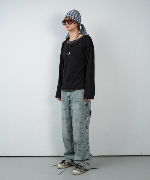 THEVINYLHOUSE(ザバイニルハウス)の「BUTTON LAYERED LS TEE ブラック(Tシャツ/カットソー・レディース・その他・SMALL/MEDIUM/LARGE)」の10枚目の写真