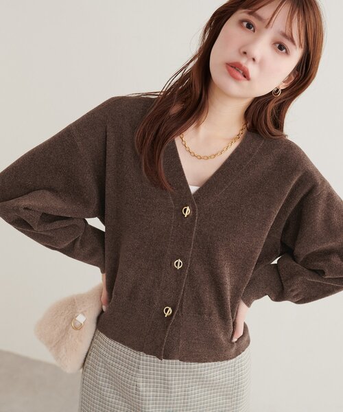 natural couture(ナチュラルクチュール)の「もちもちモールヤーンハトメバーカーディガン(カーディガン/ボレロ・レディース・ピンクベージュ/ボルドー/ブラウン/グレイッシュベージュ/アイボリー・FREE)」の3枚目の写真