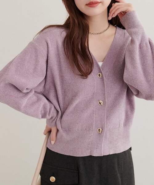 natural couture(ナチュラルクチュール)の「もちもちモールヤーンハトメバーカーディガン(カーディガン/ボレロ・レディース・ピンクベージュ/ボルドー/ブラウン/グレイッシュベージュ/アイボリー・FREE)」の6枚目の写真