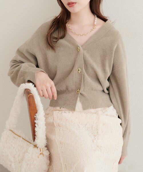 natural couture(ナチュラルクチュール)の「もちもちモールヤーンハトメバーカーディガン(カーディガン/ボレロ・レディース・ピンクベージュ/ボルドー/ブラウン/グレイッシュベージュ/アイボリー・FREE)」の12枚目の写真
